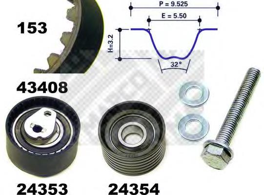 Correia do mecanismo de distribuição de gás, kit Peugeot/Citroen 0831T6