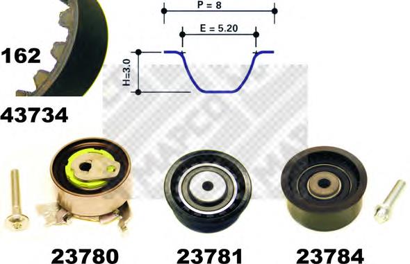 1629062 Opel Correia do mecanismo de distribuição de gás, kit