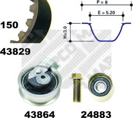 Correia do mecanismo de distribuição de gás, kit 6B198119A VAG