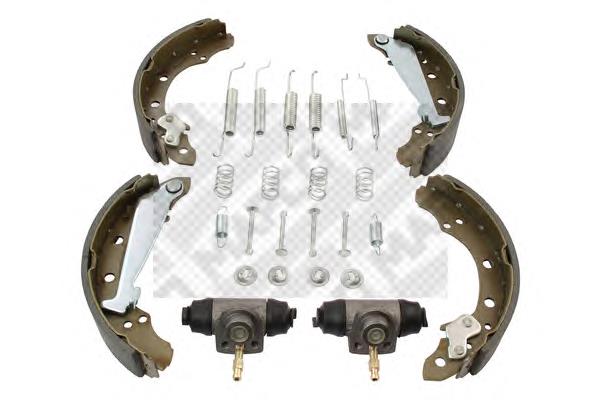 0204113591 Bosch Sapatas do freio traseiras de tambor, montadas com cilindros, kit
