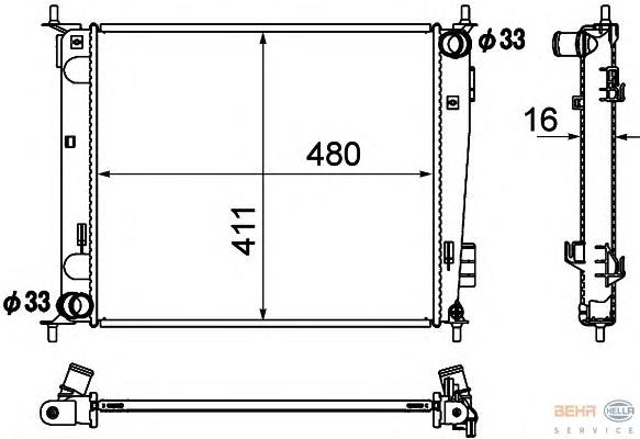 8MK376790421 HELLA Radiador de esfriamento de motor