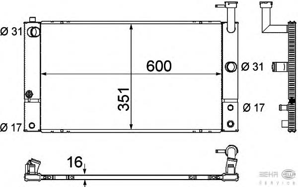 Radiador de esfriamento de motor Toyota 1604121281