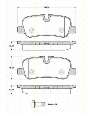 LR016808 Land Rover Sapatas do freio traseiras de disco