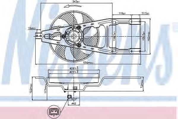 85134 Nissens Ventilador elétrico de esfriamento montado (motor + roda de aletas)