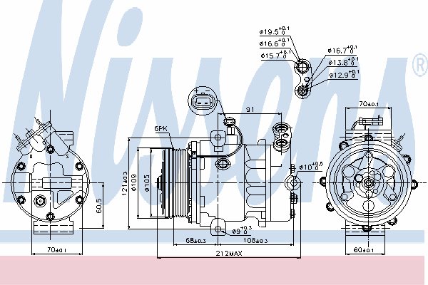 Compressor de aparelho de ar condicionado Nissens 89095