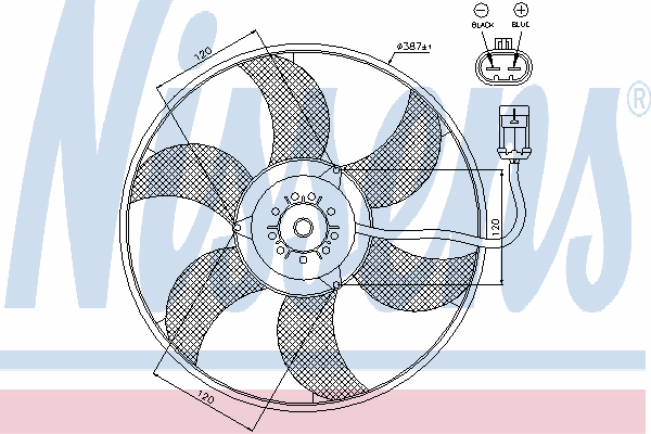 85194 Nissens Ventilador elétrico de esfriamento montado (motor + roda de aletas) direito