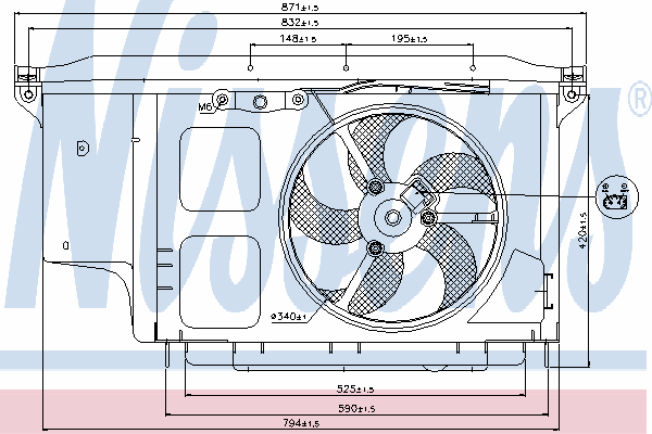 85007 Nissens Ventilador elétrico de esfriamento montado (motor + roda de aletas)