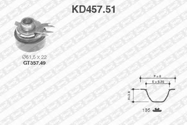 KD45751 SNR Correia do mecanismo de distribuição de gás, kit
