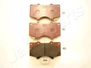 PA205AF Japan Parts Sapatas do freio dianteiras de disco