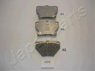 PP203AF Japan Parts Sapatas do freio traseiras de disco