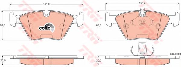 Sapatas do freio dianteiras de disco BMW 34116761279