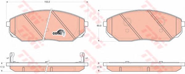 S581013EE01 Hyundai/Kia Sapatas do freio dianteiras de disco