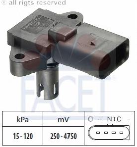 99061388301 Vika Sensor de pressão no coletor de admissão, MAP
