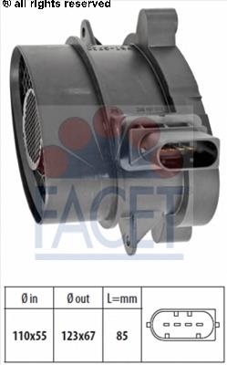 Sensor de fluxo (consumo) de ar, medidor de consumo M.A.F. - (Mass Airflow) Facet 101005 preço, a partir de 88,29 USD
