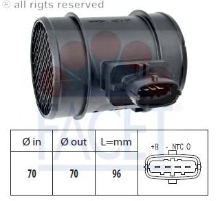 K68083242AA Fiat/Alfa/Lancia Sensor de fluxo (consumo) de ar, medidor de consumo M.A.F. - (Mass Airflow)