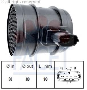 51827033 Fiat/Alfa/Lancia Sensor de fluxo (consumo) de ar, medidor de consumo M.A.F. - (Mass Airflow)