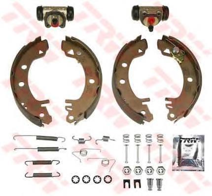 BK1661 TRW Sapatas do freio traseiras de tambor, montadas com cilindros, kit