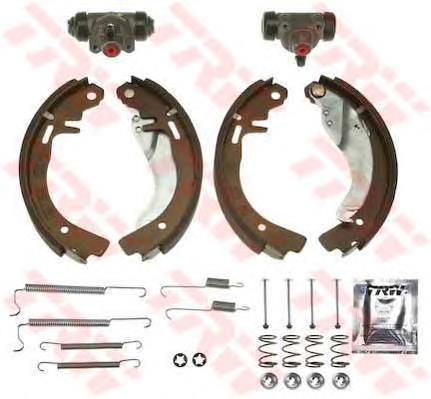 BK1612 TRW Sapatas do freio traseiras de tambor, montadas com cilindros, kit