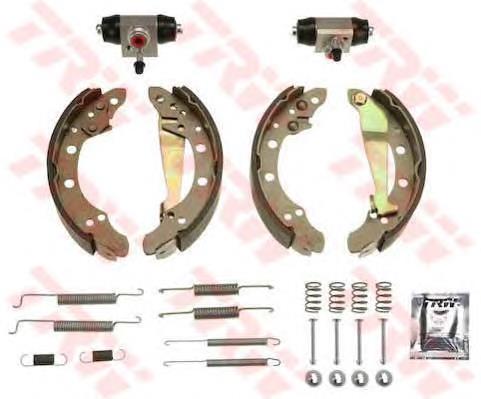 BK1510 TRW Sapatas do freio traseiras de tambor, montadas com cilindros, kit