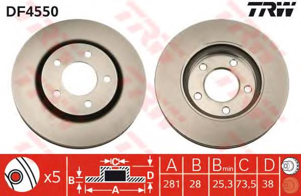 Disco do freio dianteiro TRW DF4550 preço, a partir de 53,34 USD