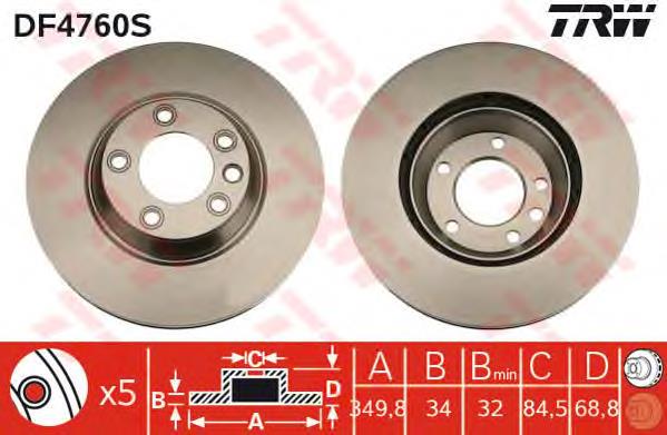 Disco do freio dianteiro TRW DF4760S preço, a partir de 105,44 USD