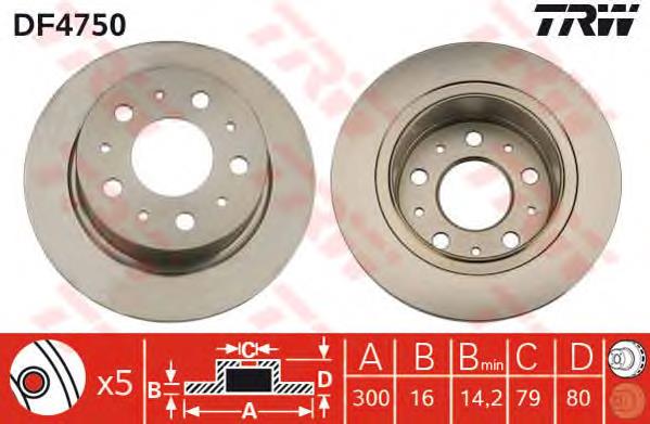 Disco do freio traseiro TRW DF4750 preço, a partir de 70,67 USD