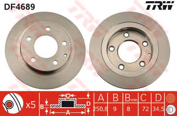 Disco do freio traseiro TRW DF4689 preço, a partir de 37,45 USD