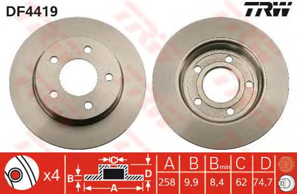 Disco do freio traseiro TRW DF4419 preço, a partir de 31,82 USD