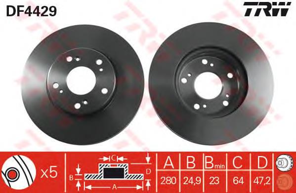 Disco do freio dianteiro TRW DF4429 preço, a partir de 52,58 USD