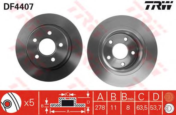 Disco do freio traseiro TRW DF4407 preço, a partir de 43,32 USD