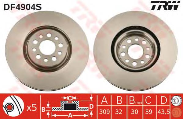 Disco do freio dianteiro TRW DF4904S preço, a partir de 67,94 USD