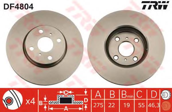 Disco do freio dianteiro 435120D100 Toyota