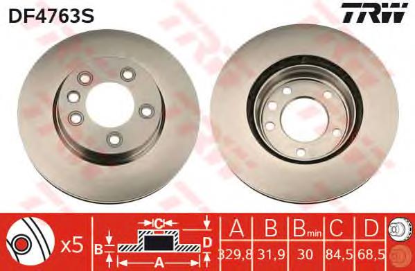 Disco do freio dianteiro TRW DF4763S preço, a partir de 89,04 USD