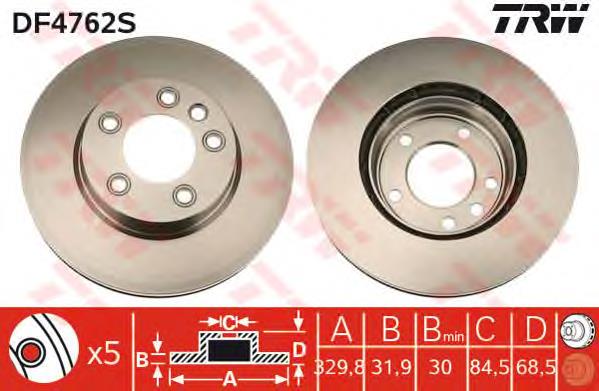 Disco do freio dianteiro TRW DF4762S preço, a partir de 89,04 USD