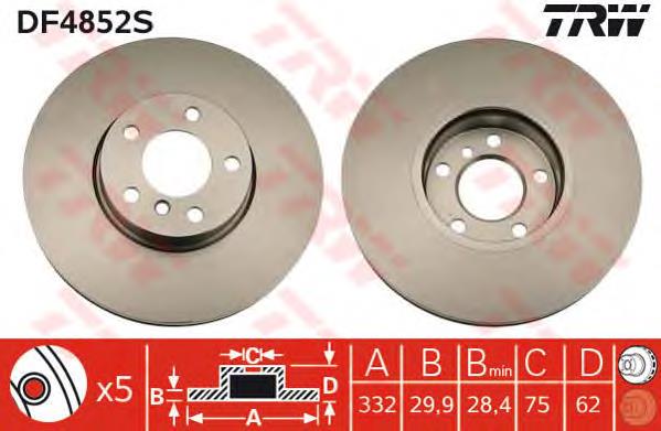 Disco do freio dianteiro TRW DF4852S preço, a partir de 81,08 USD