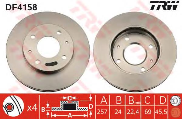 Disco do freio dianteiro TRW DF4158 preço, a partir de 36,36 USD