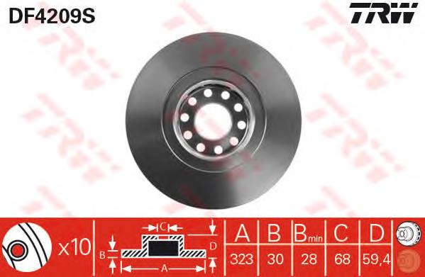 Disco do freio dianteiro TRW DF4209S preço, a partir de 72,67 USD