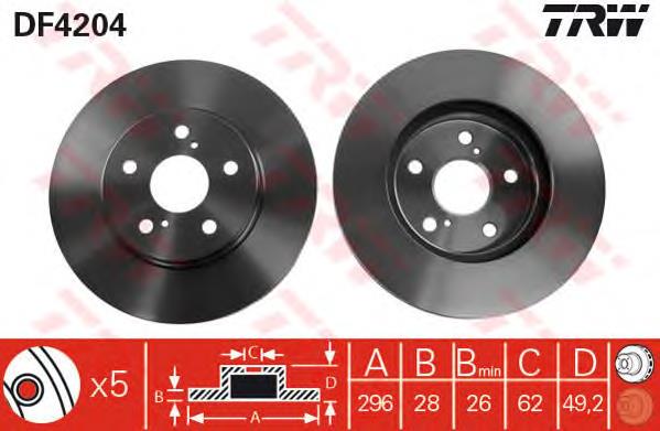 Disco do freio dianteiro TRW DF4204 preço, a partir de 78,45 USD