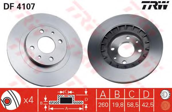 Disco do freio dianteiro TRW DF4107 preço, a partir de 35,61 USD