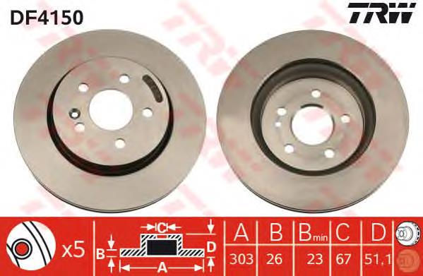 Disco do freio dianteiro TRW DF4150 preço, a partir de 46,29 USD