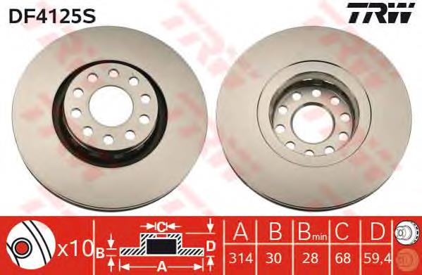 Disco do freio dianteiro TRW DF4125S preço, a partir de 77,14 USD