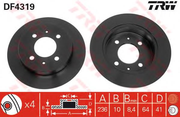 Disco do freio traseiro TRW DF4319 preço, a partir de 38,34 USD
