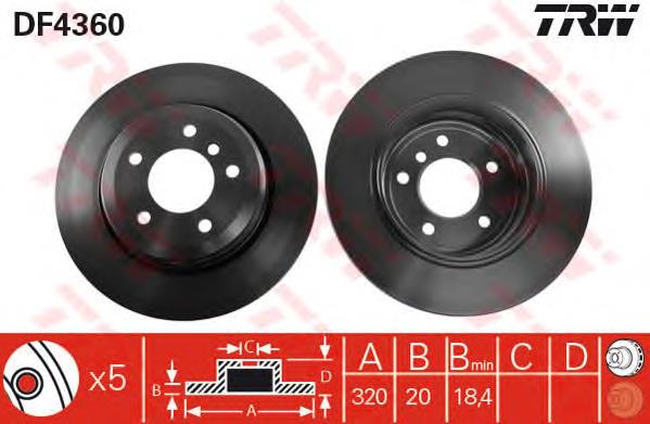Disco do freio traseiro TRW DF4360 preço, a partir de 61,97 USD
