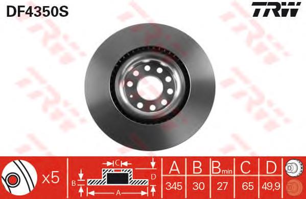 Disco do freio dianteiro TRW DF4350S preço, a partir de 89,65 USD