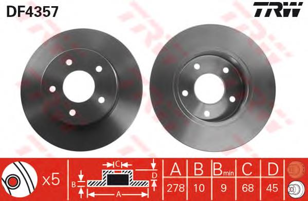 Disco do freio traseiro TRW DF4357 preço, a partir de 31,86 USD