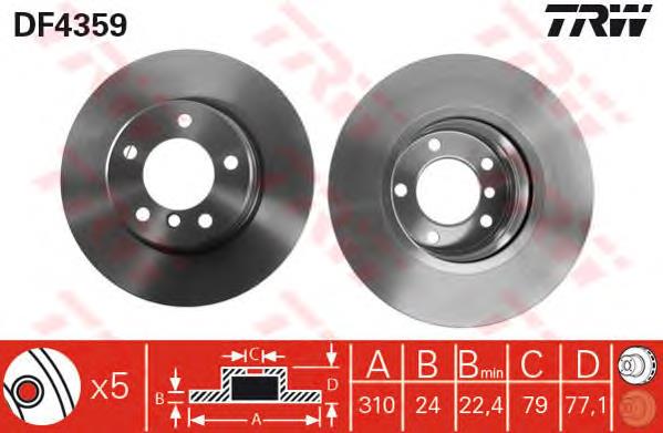 Disco do freio dianteiro TRW DF4359 preço, a partir de 65,19 USD