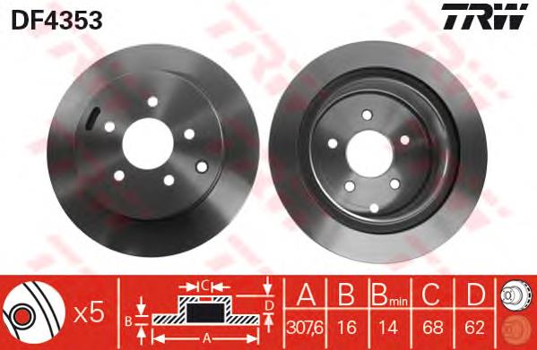 Disco do freio traseiro TRW DF4353 preço, a partir de 46,70 USD