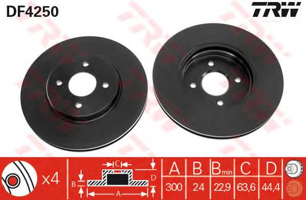 Disco do freio dianteiro TRW DF4250 preço, a partir de 58,17 USD