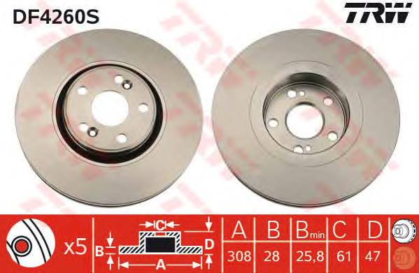 Disco do freio dianteiro TRW DF4260S preço, a partir de 66,40 USD