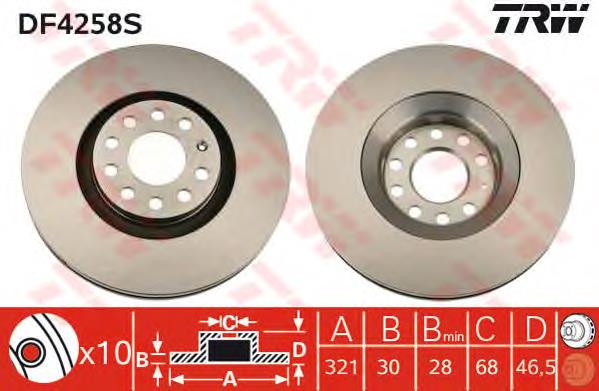 Disco do freio dianteiro TRW DF4258S preço, a partir de 77,76 USD
